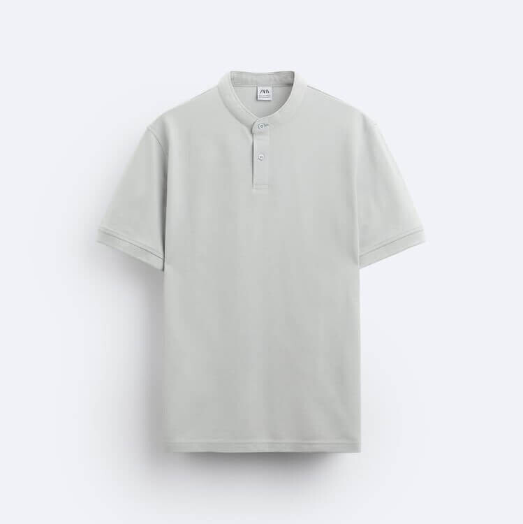 

Поло Zara Textured Piqué, светло-серый