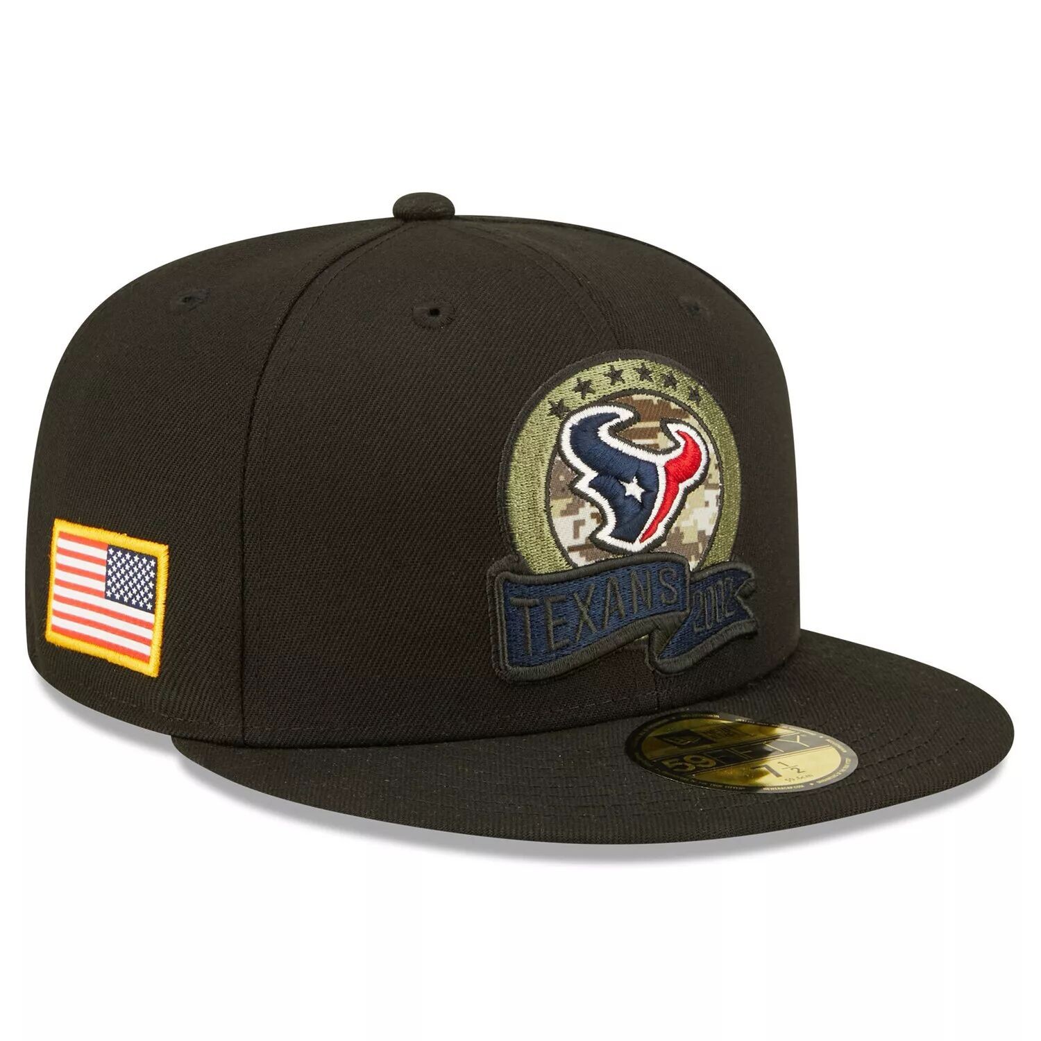 

Мужская облегающая шляпа New Era Black Houston Texans 2022 Salute To Service 59FIFTY