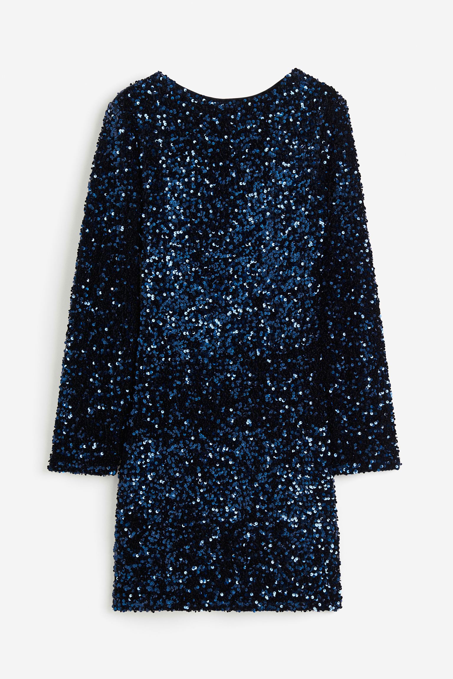 Платье H&M Sequined With Low-cut Back, темно-синий pierre cardın women back low cut ruched nightgown