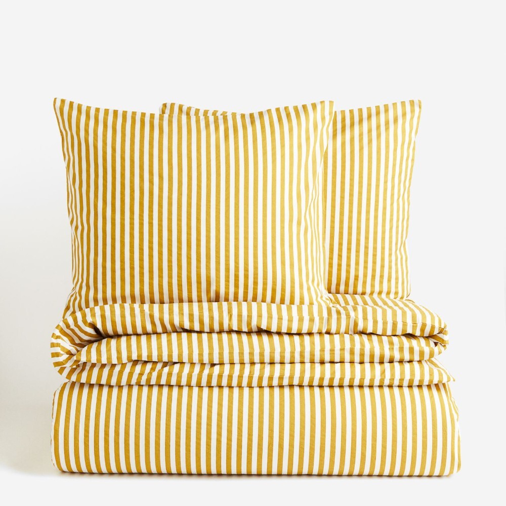 

Комплект двуспального постельного белья H&M Home Cotton, желтый