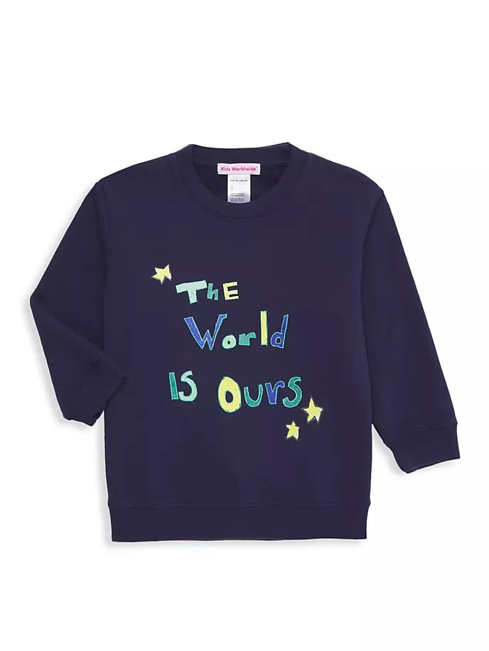 

Толстовка с круглым вырезом Little Kid's & Kid's The World Is Ours Kids Worldwide, темно-синий