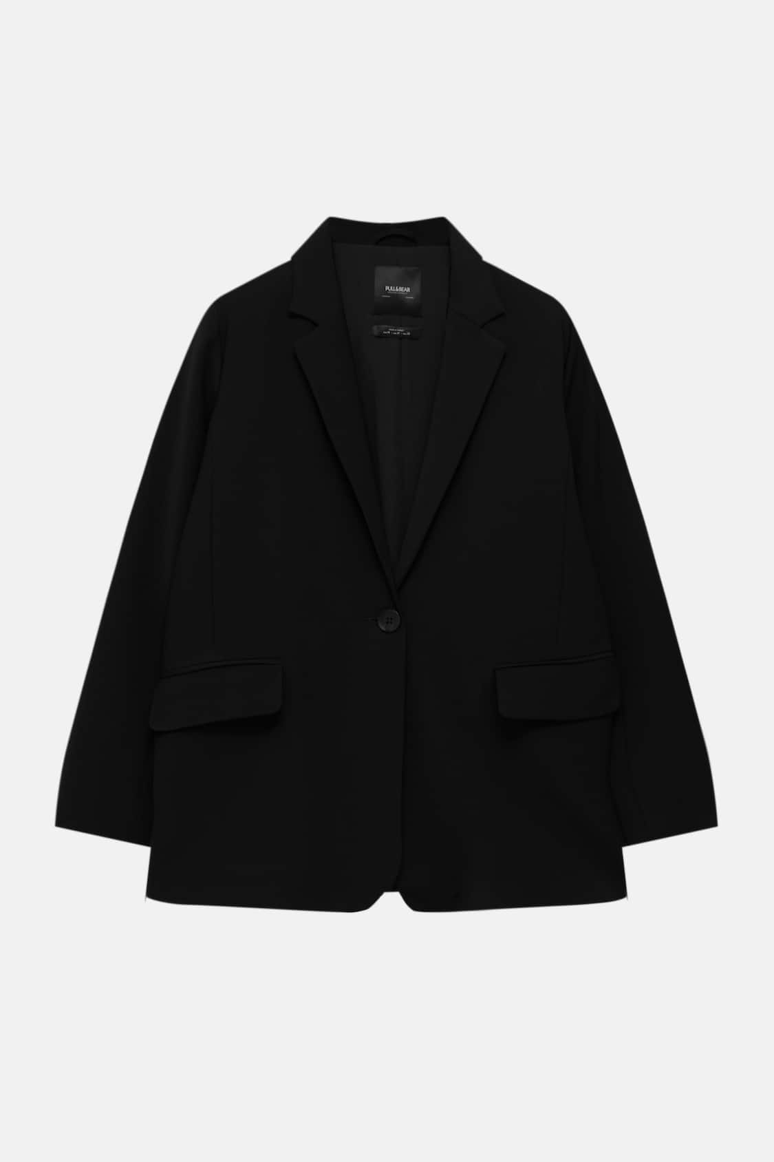 Пиджак Pull&Bear Basic, черный пиджак oggi базовый 40 размер