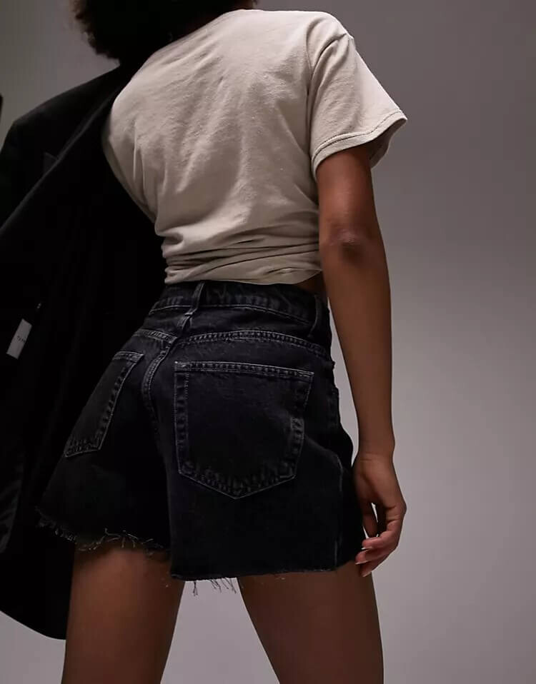 

Короткие джинсовые шорты Topshop, черный