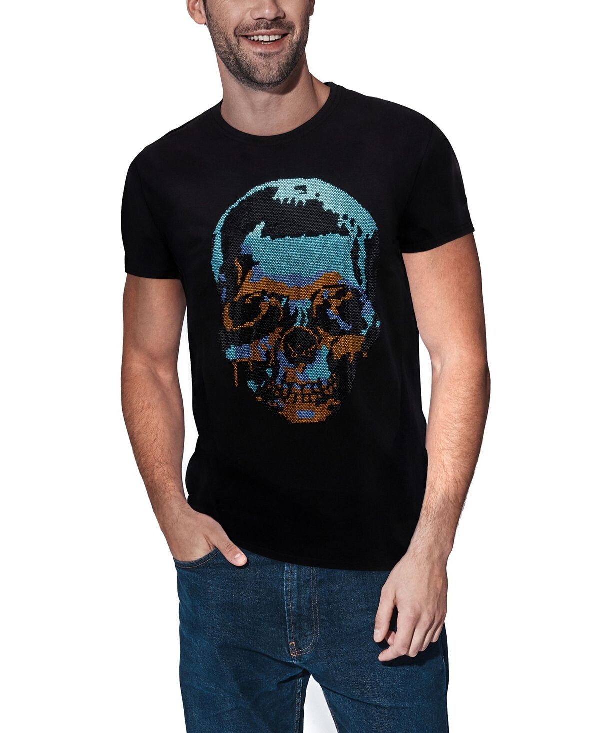 

Мужская футболка drip skull со стразами X-Ray, черный