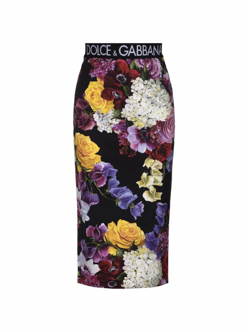

Атласная юбка с цветочным принтом Dolce&Gabbana