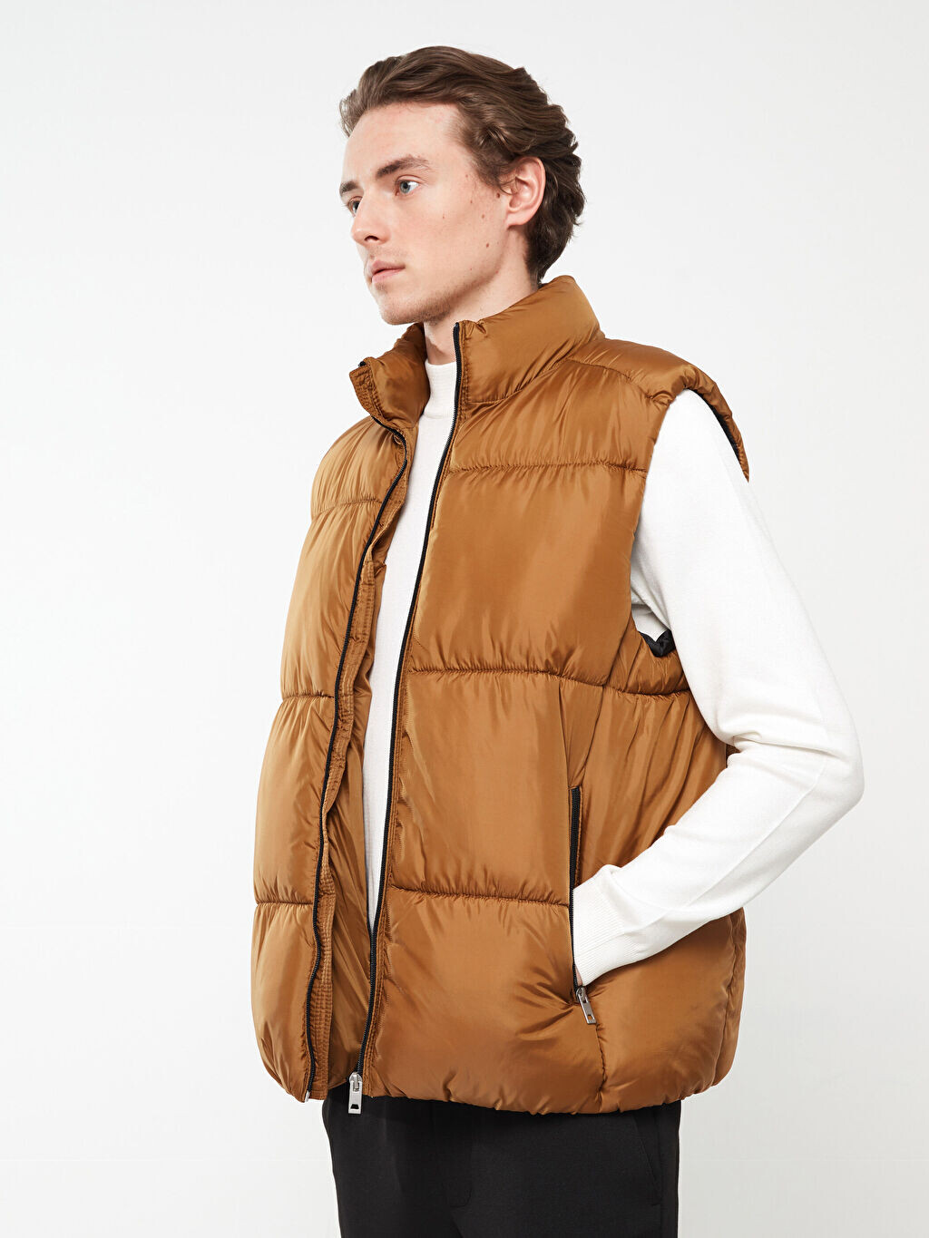 

Толстый мужской жилет Slim Fit с воротником-стойкой LCW Vision, Коричневый