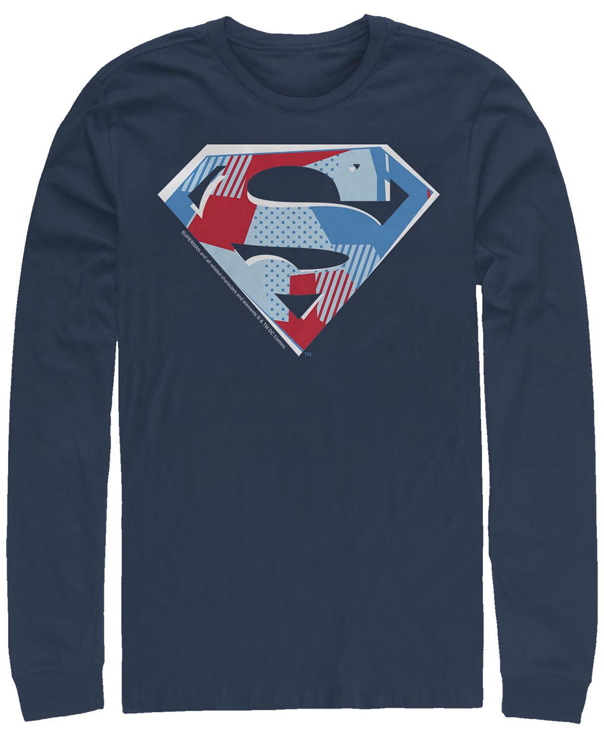 Мужская футболка с круглым вырезом и длинными рукавами с логотипом супермена и вырезом Fifth Sun, синий носки dc comics радужный superman белые