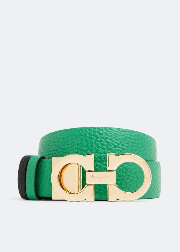 

Ремень FERRAGAMO Reversible Gancini belt, зеленый