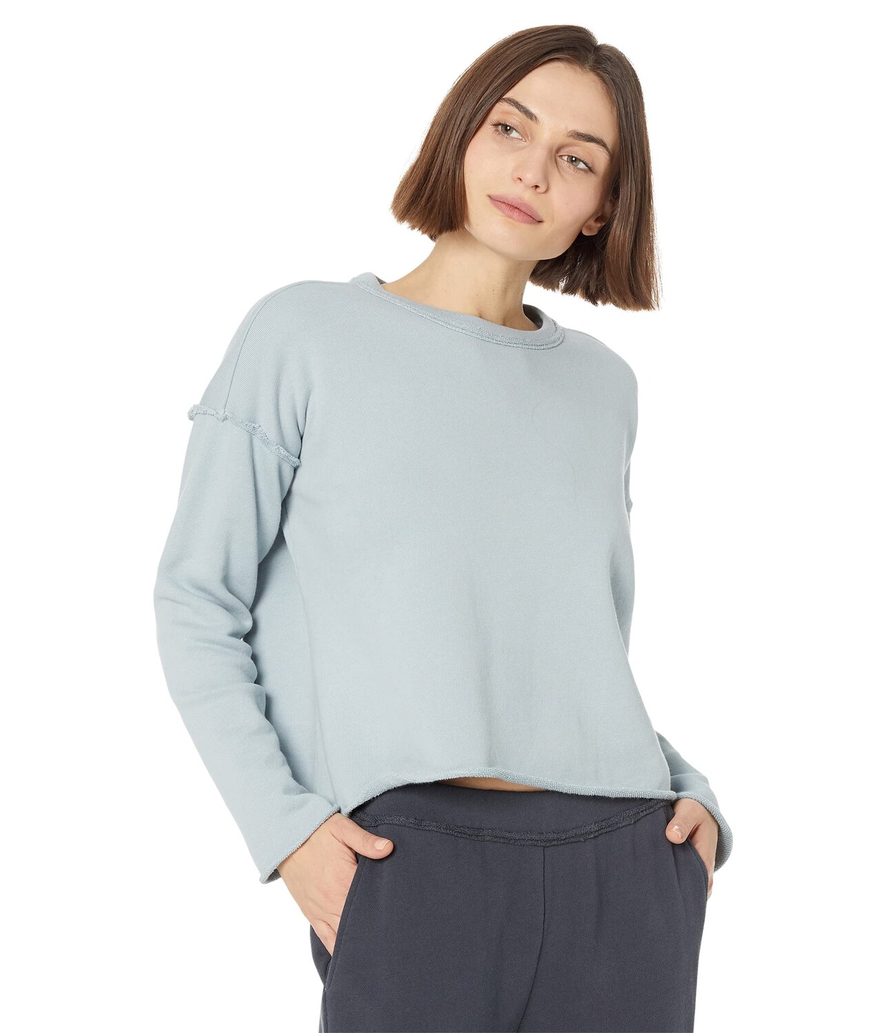 

Худи Eileen Fisher, Petite Crew Neck Box Top in Organic Cotton French Terry, Серый