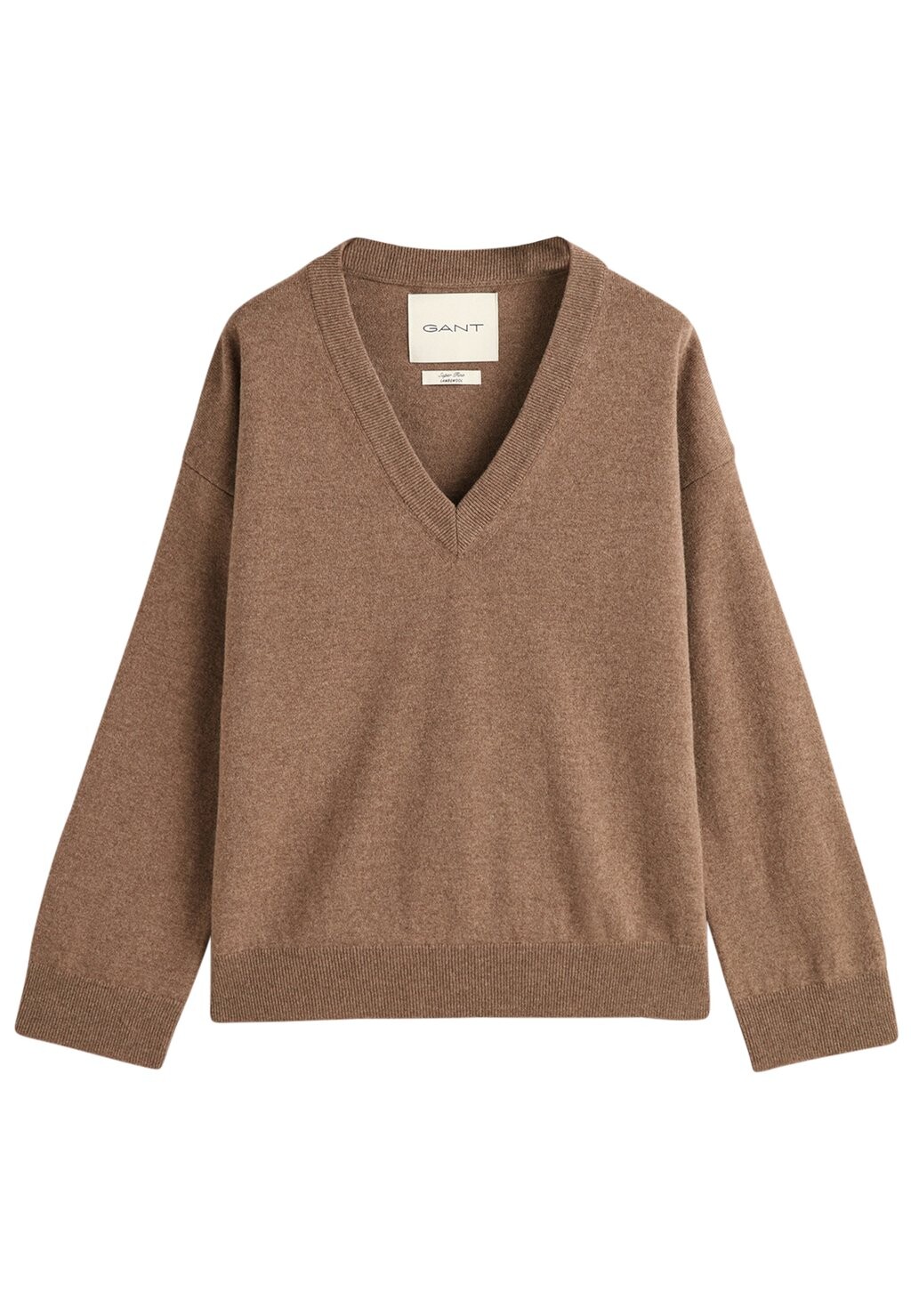 

Свитшот GANT SUPERFINE V-NECK, цвет mole brown