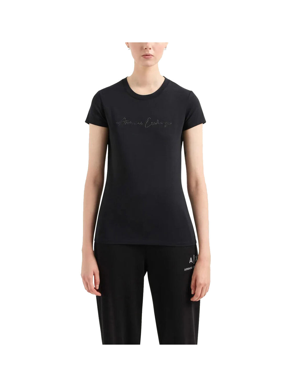 

Черная женская футболка Armani Exchange