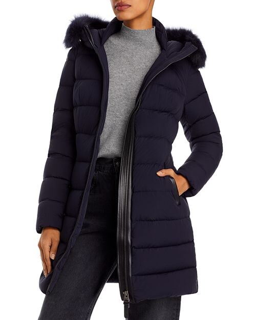 

Пуховик с отделкой из овчины Mackage, цвет Blue