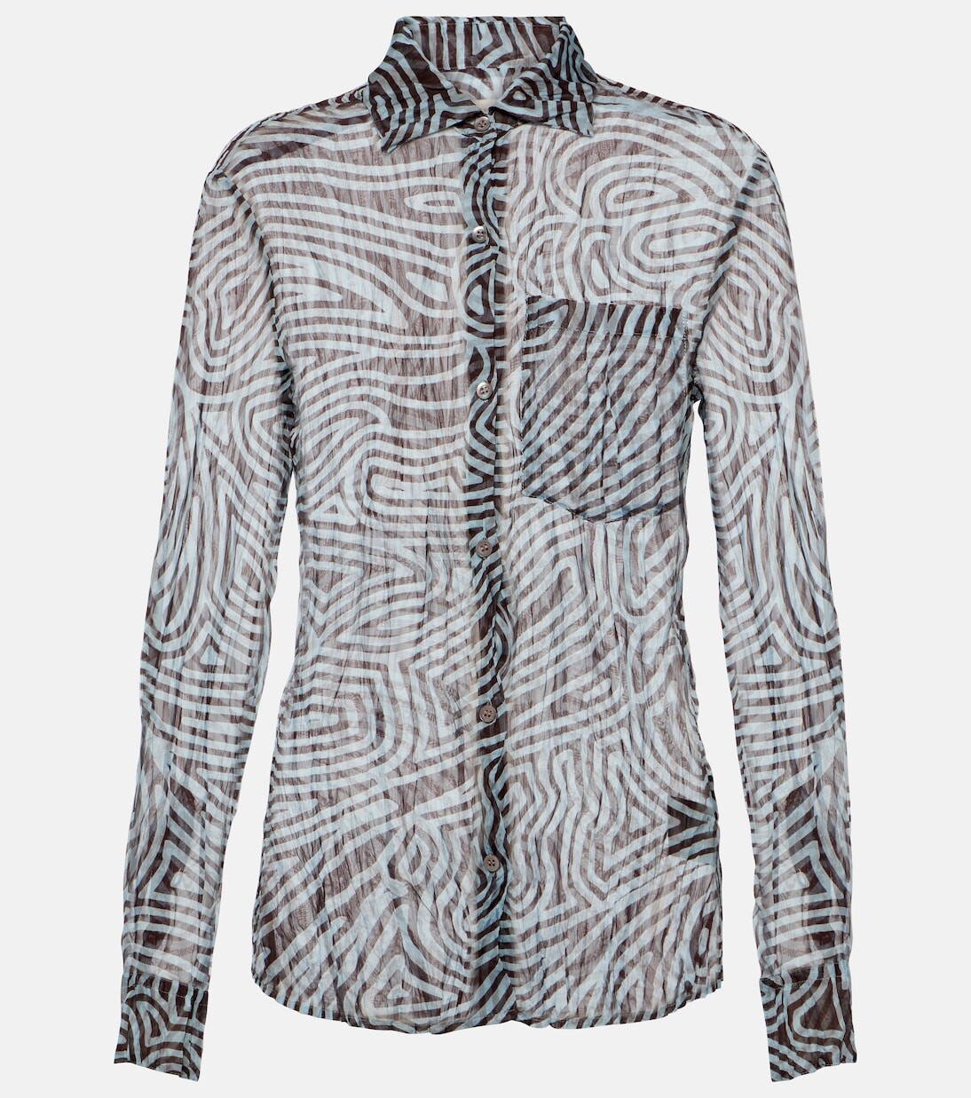 

Рубашка из вуали с принтом Dries Van Noten, синий