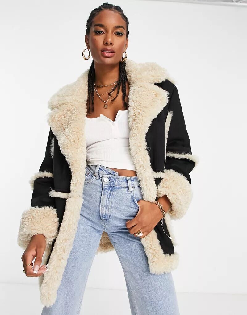 

Черная дутая куртка-авиатор в стиле тедди ASOS