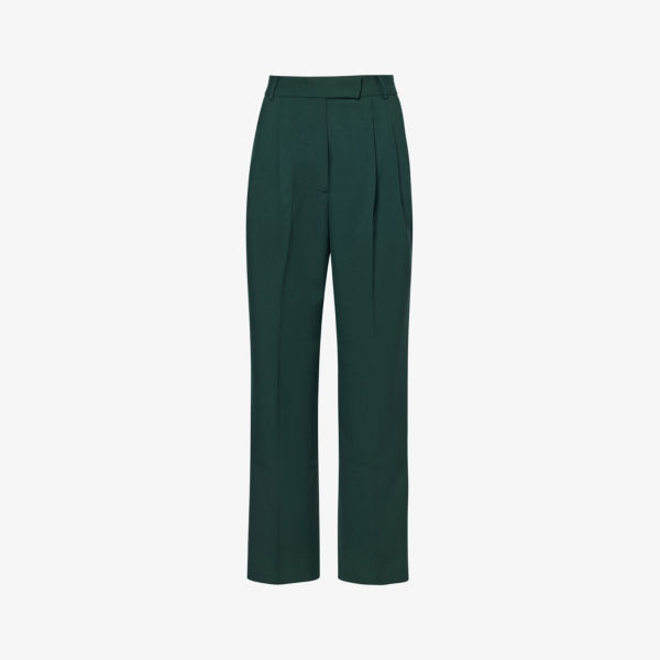 Зауженные брюки Bea из эластичного крепа с завышенной талией Frankie Shop, зеленый frankie