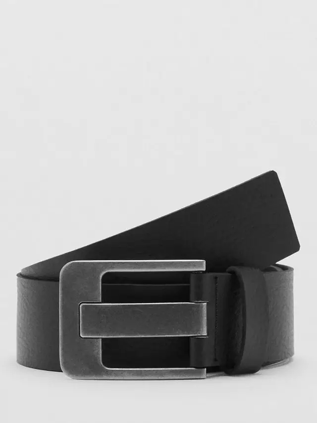 

Ремень Mango Tom Wide Leather, черный