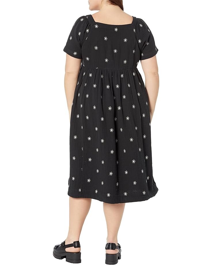 

Платье Madewell Plus Melanie Short Sleeve Square Neck Easy Midi Dress, реальный черный