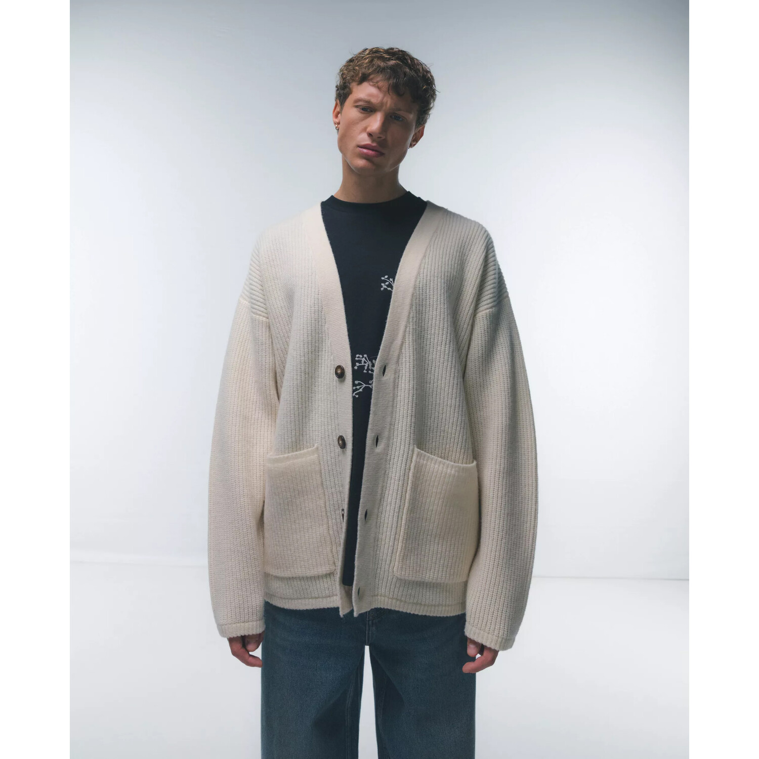 

Кардиган Topman Lambswool Long Length, слоновая кость, Бежевый