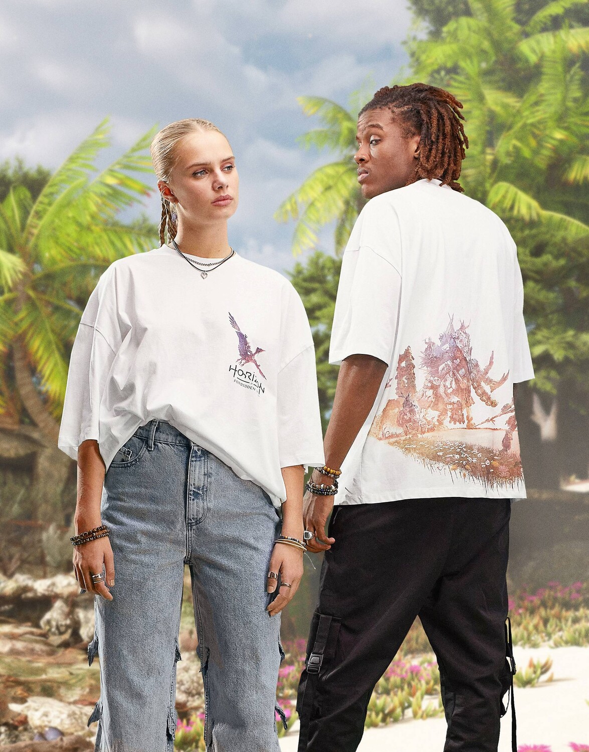 

Белая футболка оверсайз унисекс ASOS X Horizon Forbidden West, Белый