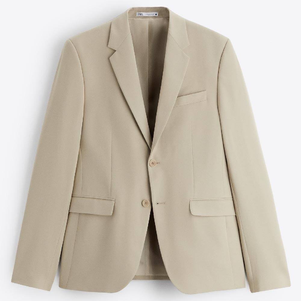 Пиджак Zara Slim-fit Suit, бежевый