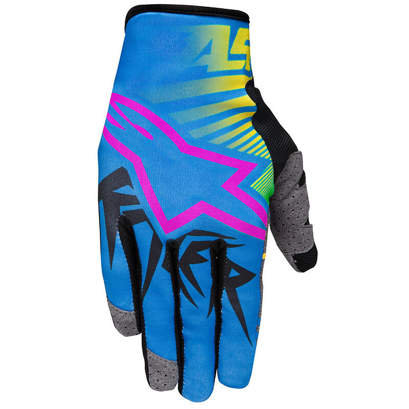 

Перчатки Alpinestars Racer Braap, желтый/голубой/маджента