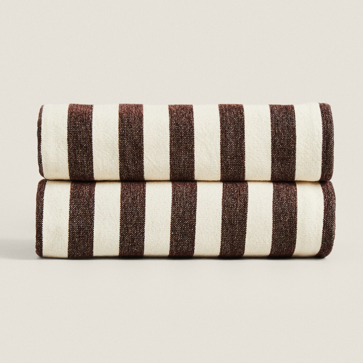 

Плед Zara Home Striped Chenille, коричневый/белый