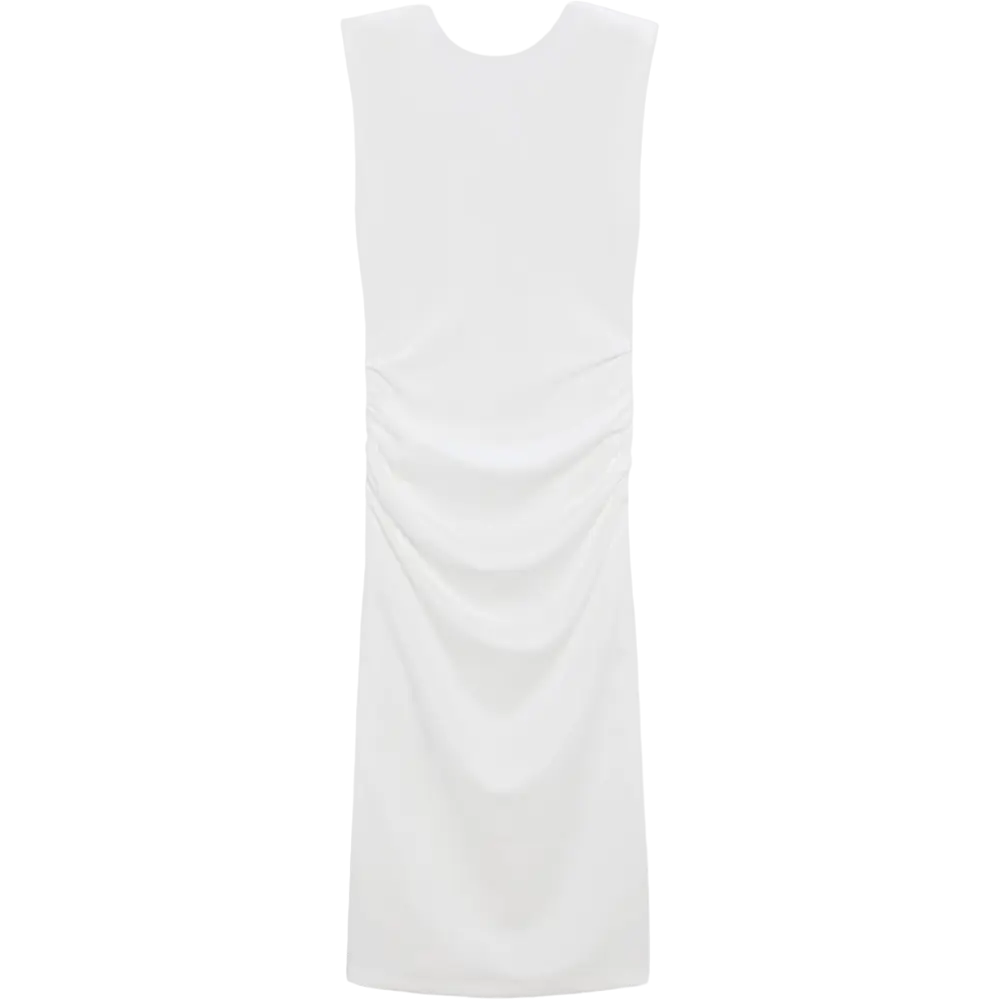 

Платье Zara Midi With Shoulder Pads, белый