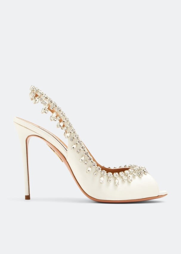 

Сандалии AQUAZZURA Temptation crystal 105 sandals, белый