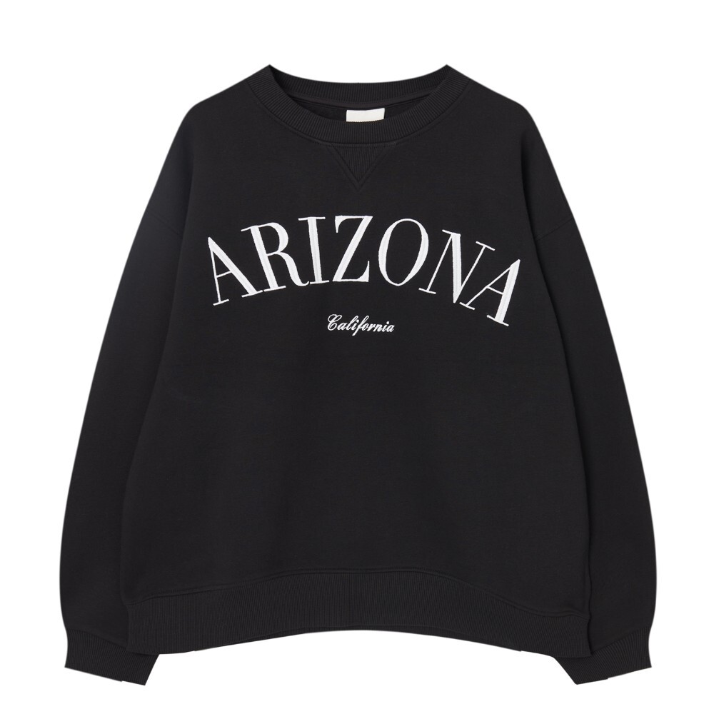 

Свитшот Pull&Bear Varsity-style With An Embroidered Slogan, черный