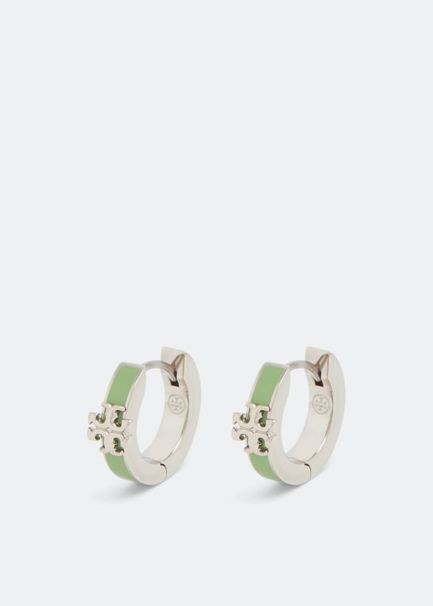

Серьги TORY BURCH Kira enamel huggie earrings, зеленый