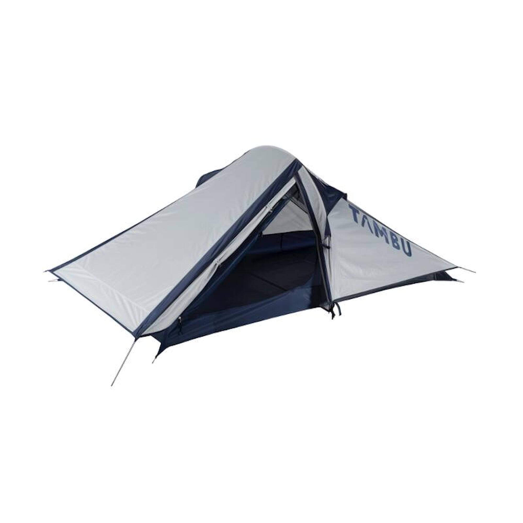 Палатка Tambu легкая треккинговая для 2 человек, светло-серый / синий палатка fhm antares 4 black out синий серый
