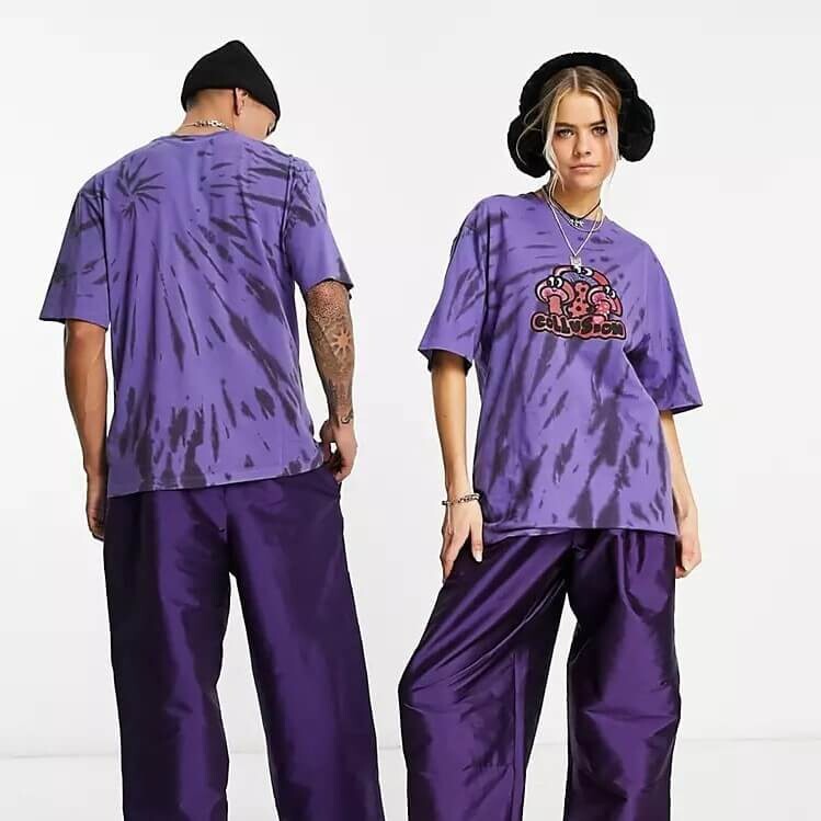 

Футболка Collusion Unisex Tie Dye With Mushroom Print In Purple, фиолетовый