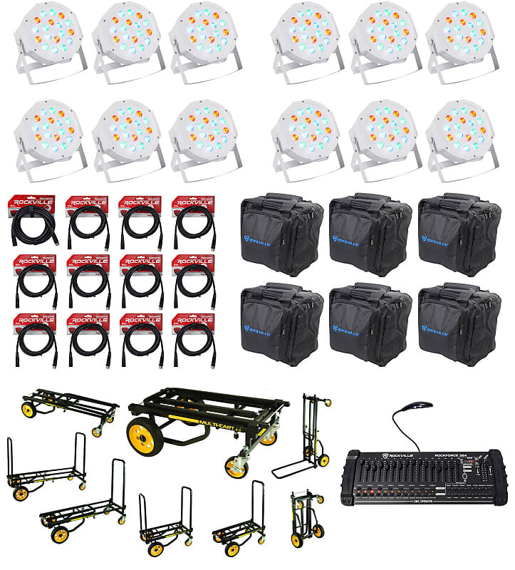 

Комплект Rockville RockPAR50 WHT Par Can Wash Lights + контроллер DMX + кабели + сумки + тележка RockPAR50 WHT + RDX + RLB + FORCE 1