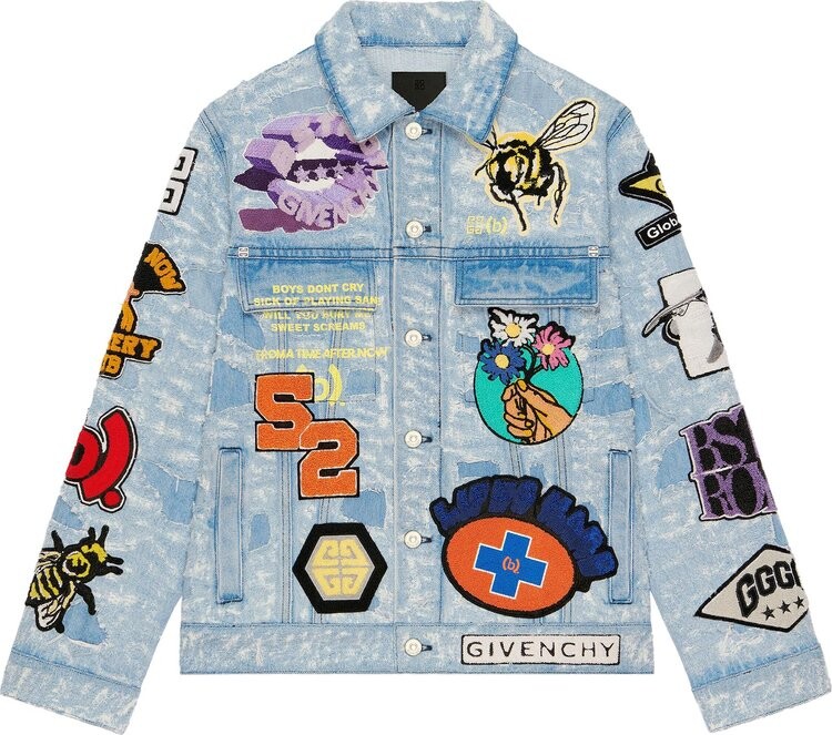 

Куртка Givenchy Jacket In Destroyed Denim With Patches 'Medium Blue', синий