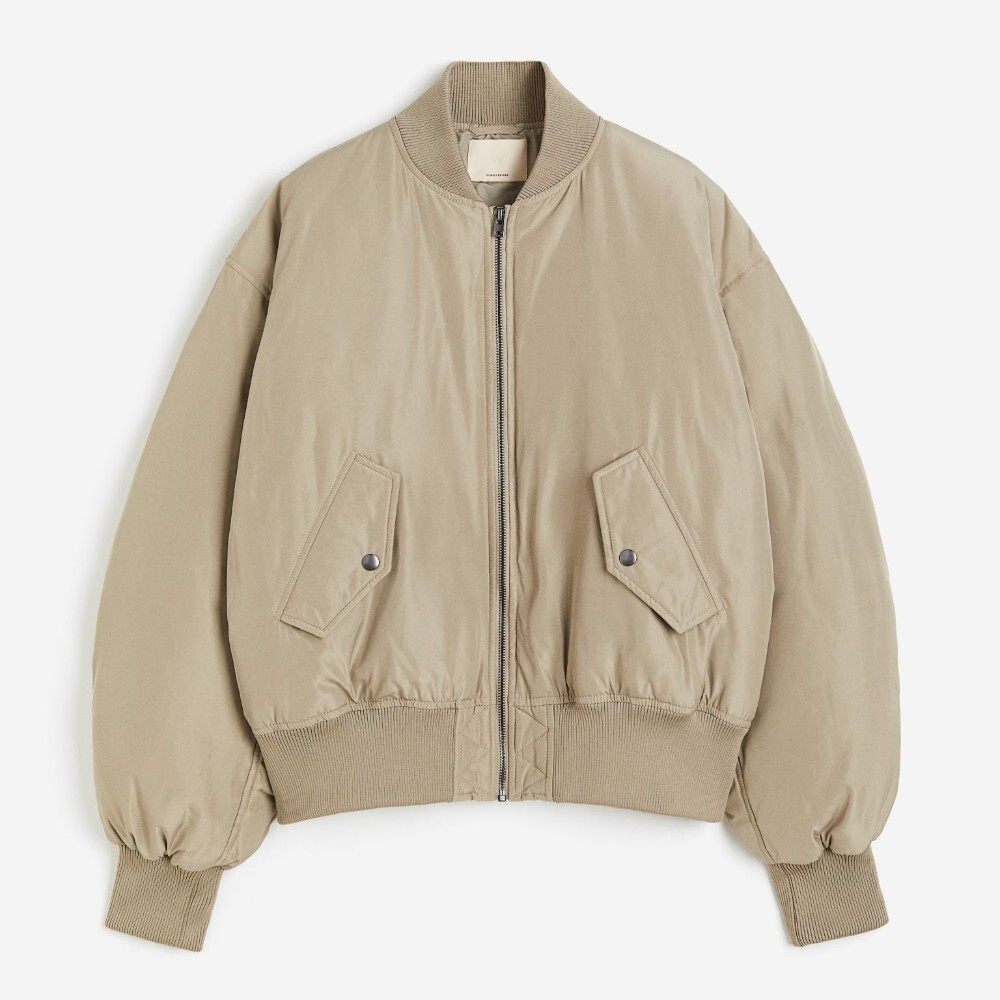 

Пуховик H&M Oversized Down Bomber, хаки