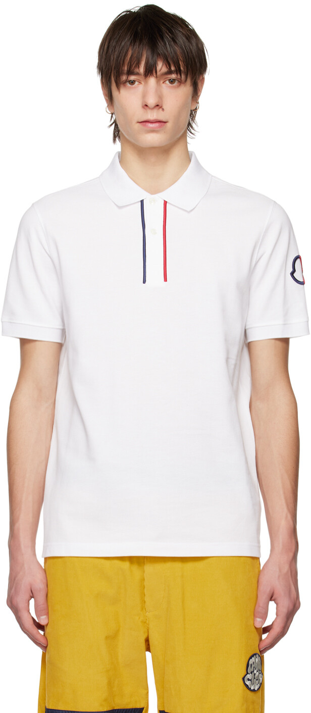 

Белая футболка-поло с вышивкой Moncler, Белый