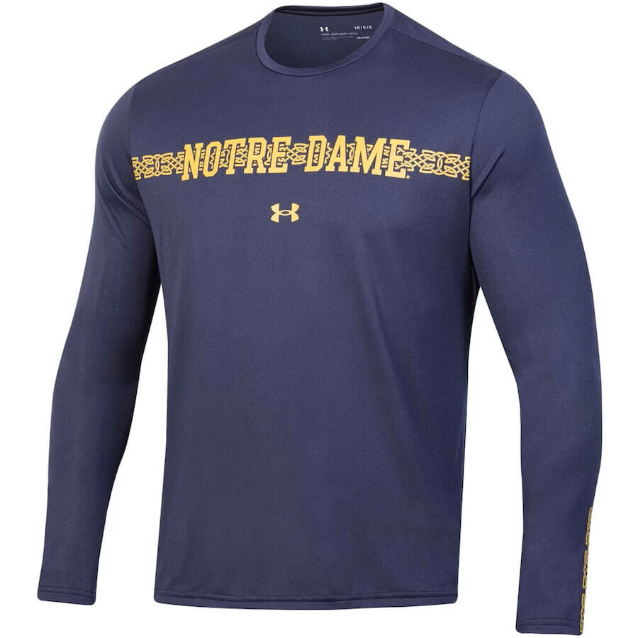 

Футболка с длинным рукавом Under Armour Notre Dame Fighting Irish 2023 Aer Lingus College Football, темно-синий/желтый