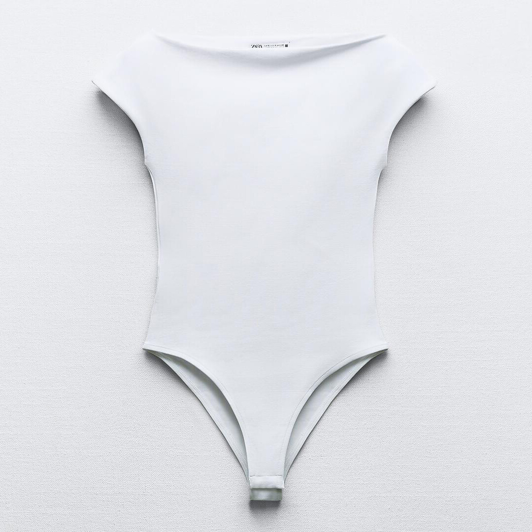 

Боди-комбинезон Zara Cotton Boatneck, белый