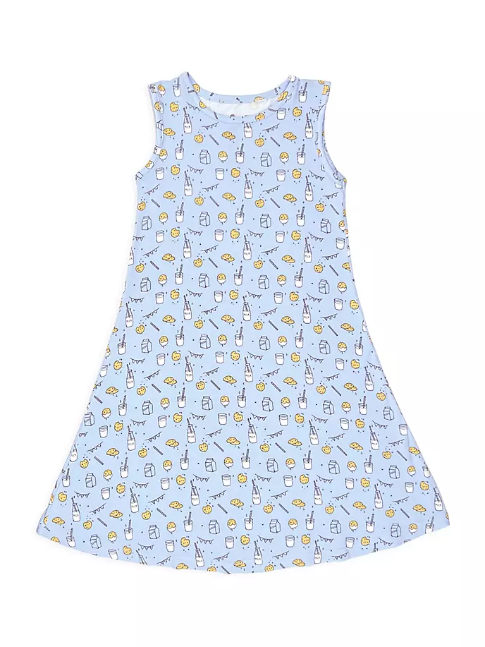 Платье без рукавов «Молоко и печенье» для маленьких девочек и девочек Bellabu Bear, цвет blue milk and cookies