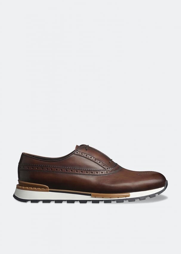 

Кроссовки BERLUTI Fast Track leather sneakers, коричневый