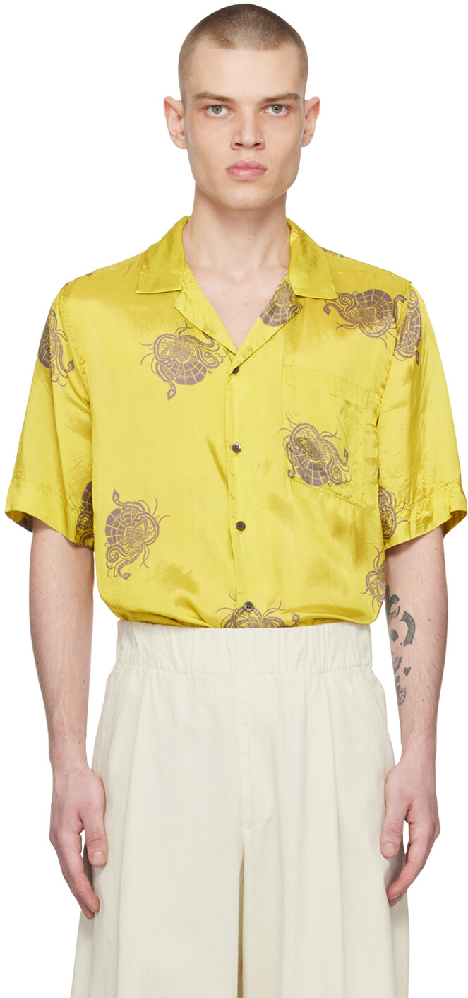 

Желтая рубашка с принтом Dries Van Noten