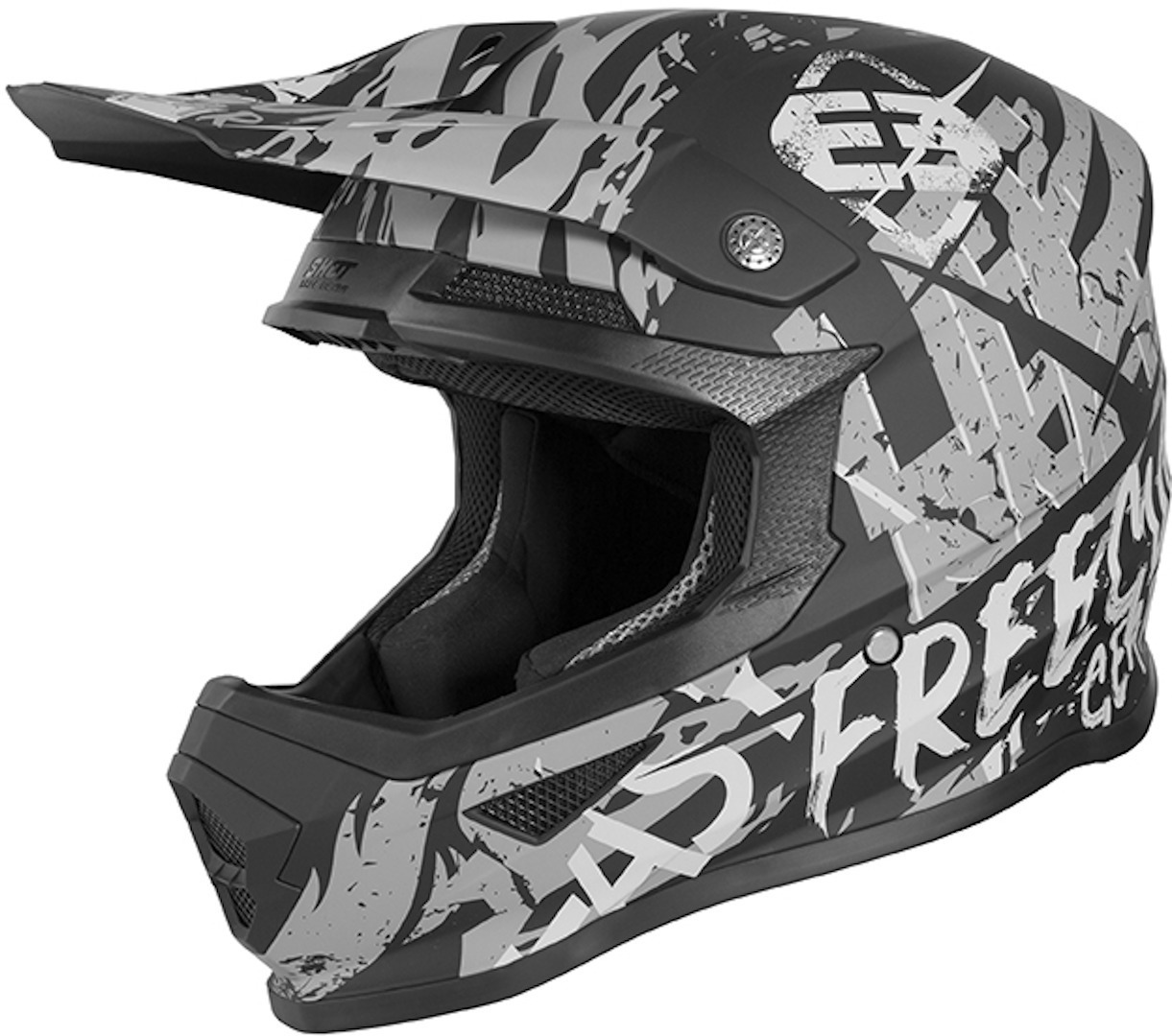 Шлем Freegun XP4 Maniac для мотокросса, черный/серый шлем freegun xp4 maniac для мотокросса черный желтый красный