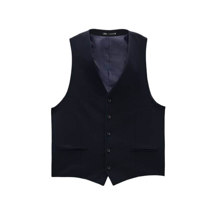 

Жилет Zara Slim-Fit Suit Waistcoat, темно-синий