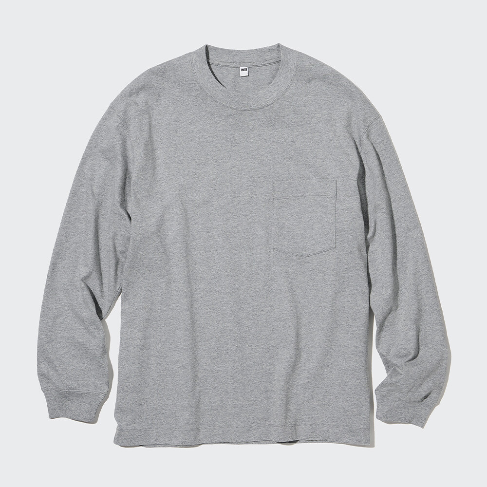 

Свитшот Uniqlo унисекс с круглым вырезом, серый