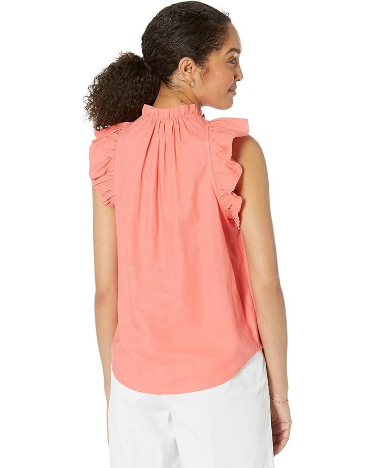 

Топ Michael Kors Linen Ruffle Top, цвет Flamenco Coral