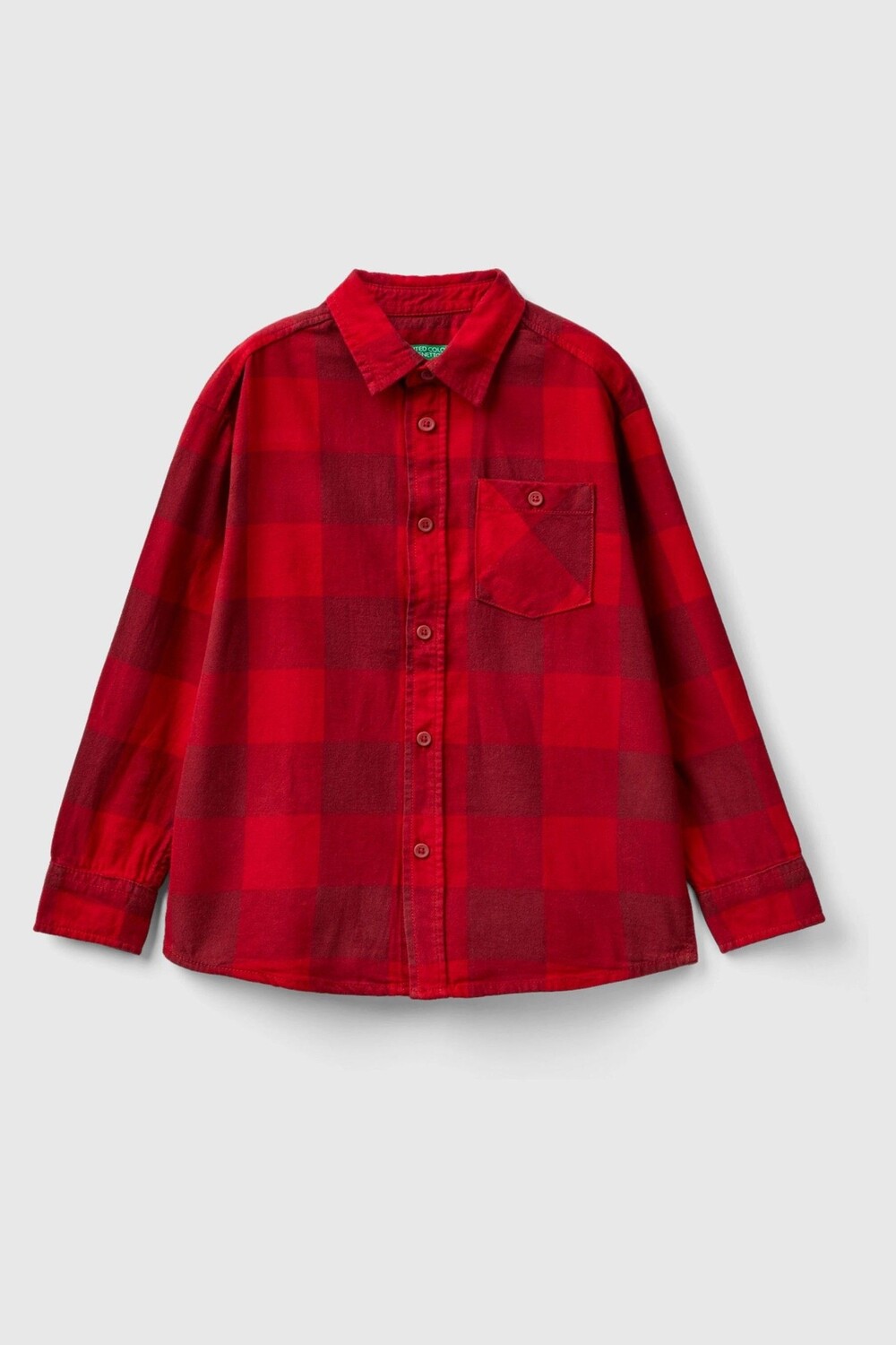 

Красная клетчатая рубашка с длинными рукавами Benetton, красный