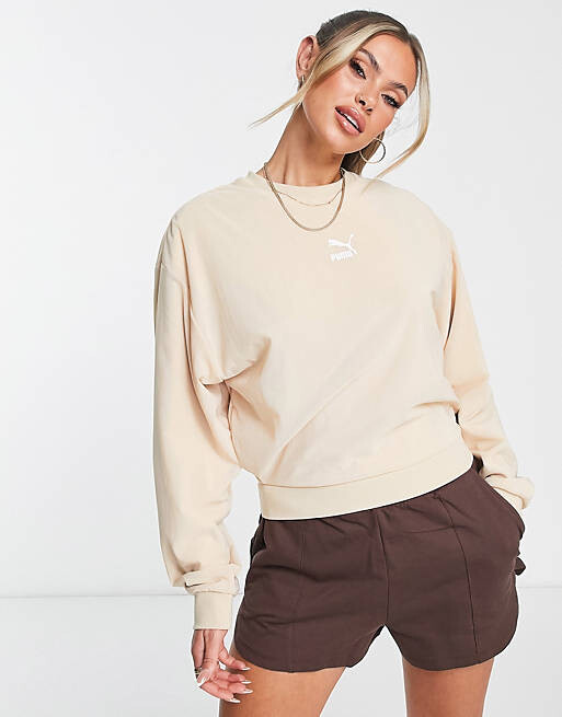 

Бежевый свитшот из сетки из органзы Puma — эксклюзивно для ASOS