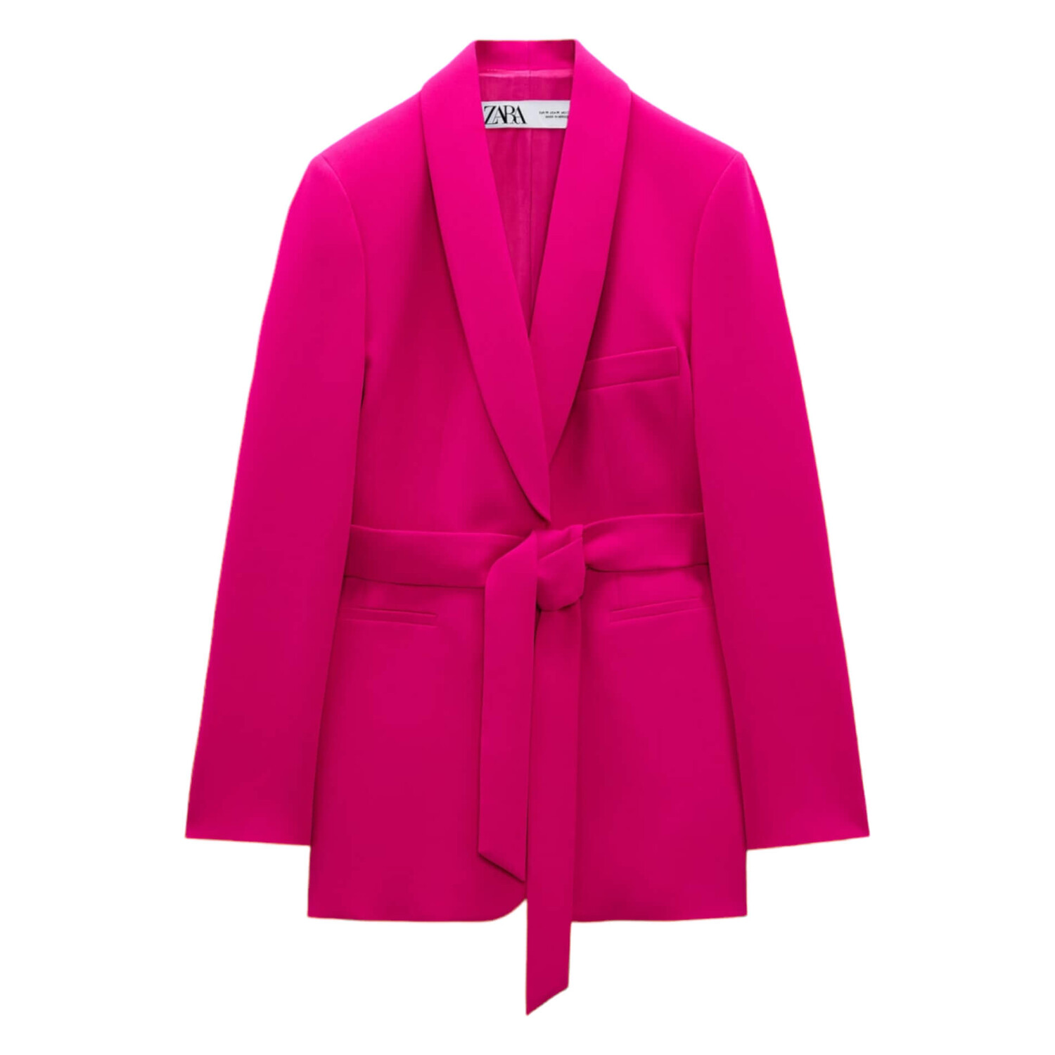 

Блейзер Zara Tuxedo Collar With Belt, неоновая фуксия