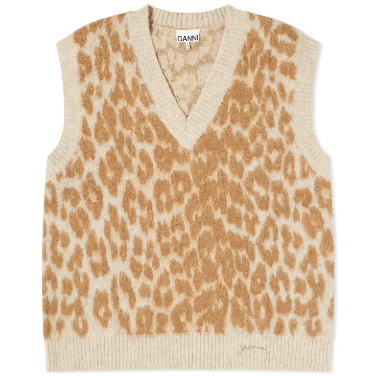 

Жилет GANNI Leopard Jacquard Oversized, бежевый/коричневый
