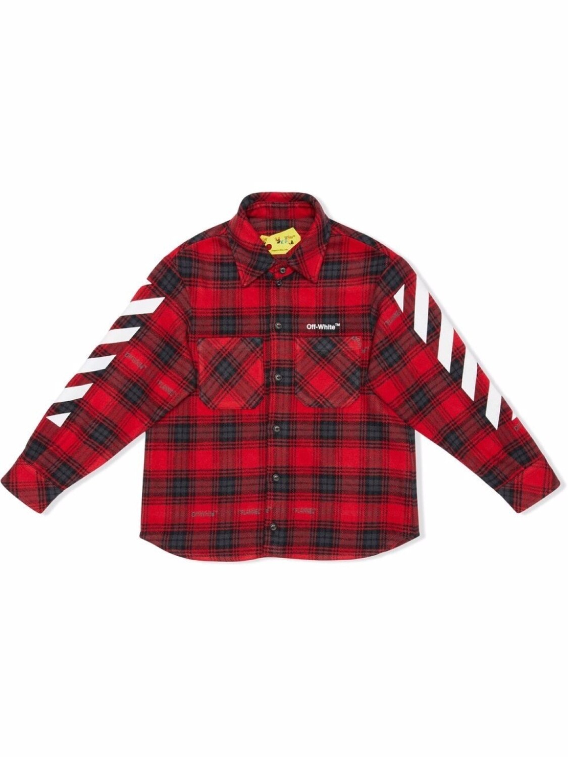

Off-White Kids клетчатая рубашка с полосками Diag, красный
